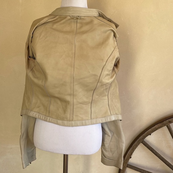 ITALIAN GLOVE SOFT LEATHER JACKET Tan Neutral Lightweight Unlined Womans M ITALY - Picture 5 of 12